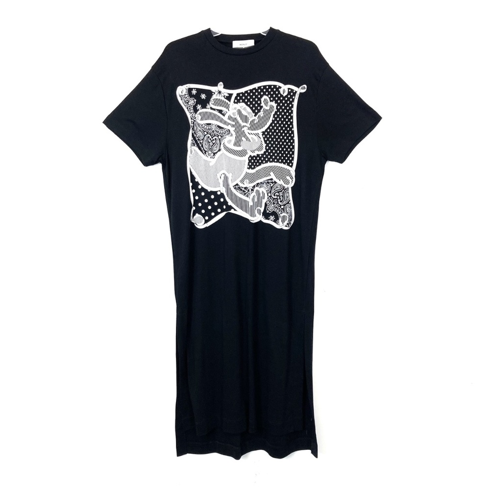 MONSE x DISNEY/NWOT Women's Pluto Graphic White on Black Sheath Tee M